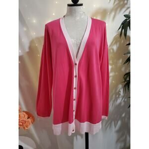 Talbots NWOT Womens Button Cardigan Sweater Size XL Pink Preppy Old Money Office
